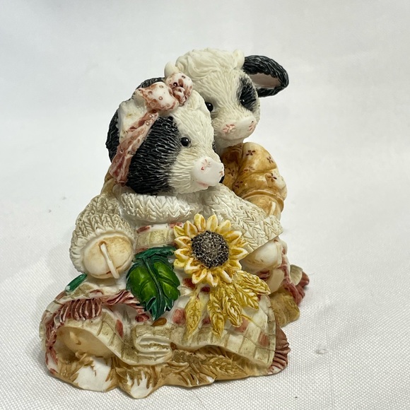 Cute 3” Mary’s Moo Moos Cows Calves Autumn Harvest Sunflowers Decor Figure guc - Picture 3 of 8